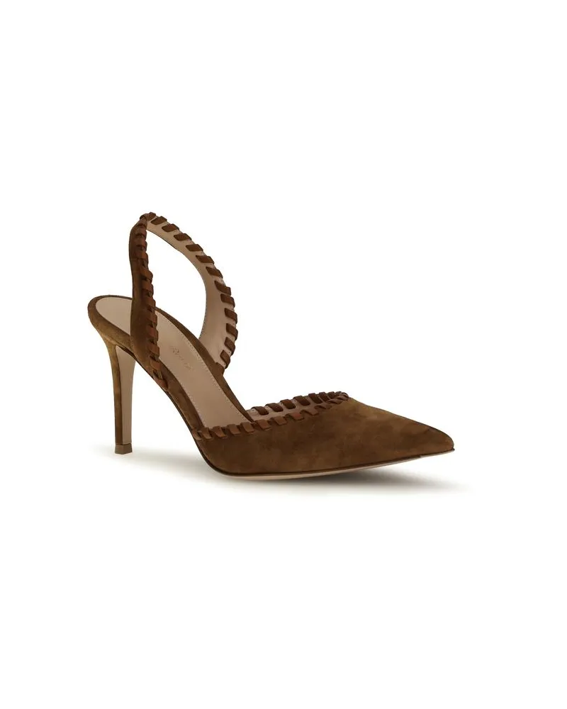 Gianvito Rossi Women's Brown Calf Leather Bos Taurus High Heel Pumps Brown