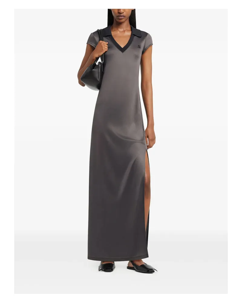 Courrèges V-Neck with Logo Detail Dress — Gray Gray