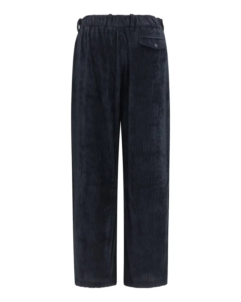 Giorgio Armani Men's Wide-Leg Ribbed Viscose Velvet Pants Anthracite Trousers Gray