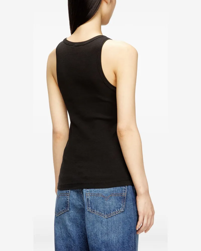 Diesel Logo-Embroidered Cotton Tank Top — Black Black