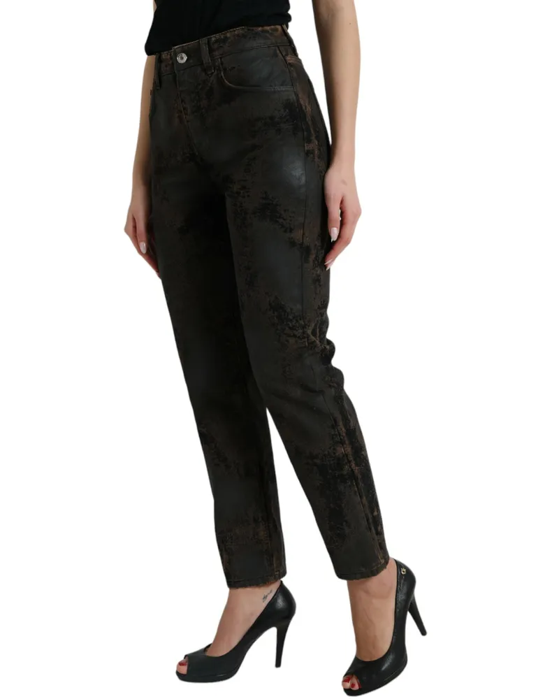 Dolce & Gabbana Women Brown Boyfriend Mid Waist Cotton Denim Jeans Elastane Clothing Brown