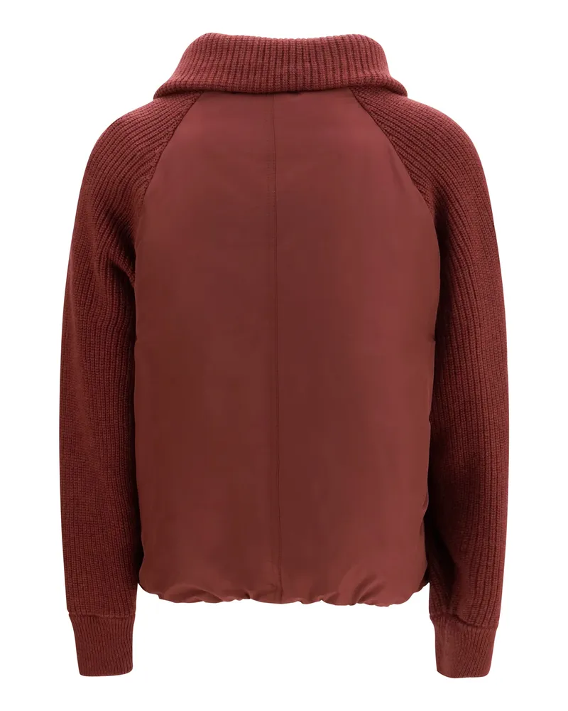Brunello Cucinelli Women's Down Jacket With Wool Sleeves Plum Outer: Polyester Puffer Purple