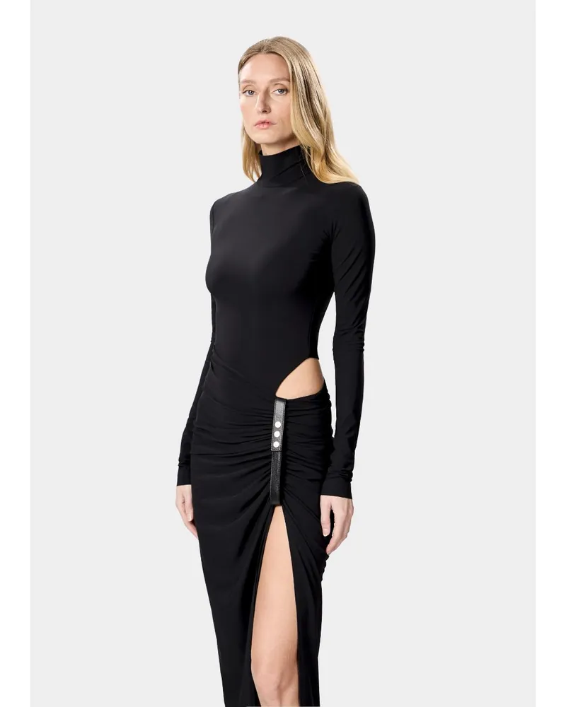 Amazuìn Cut-Out Draped Maxi Dress — Black Black