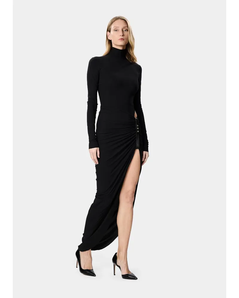 Amazuìn Cut-Out Draped Maxi Dress — Black Black