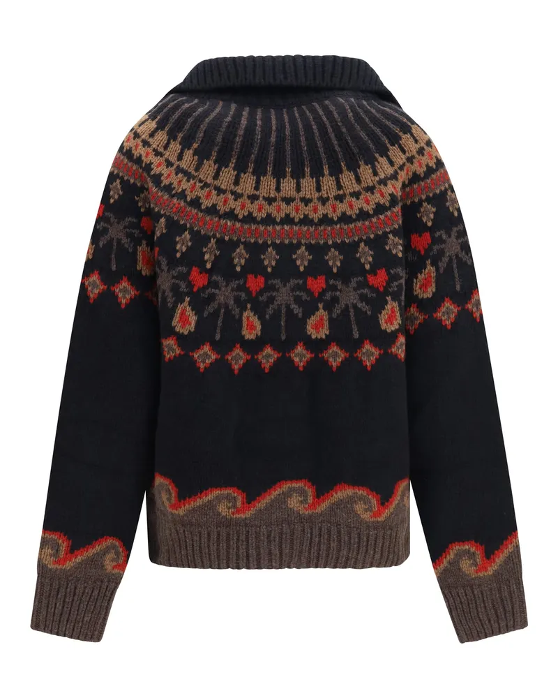 Alanui Women's Sweet Winter Cardigan Black-Multi Fleece Wool Ovis Aries Jacket Black/multi Black