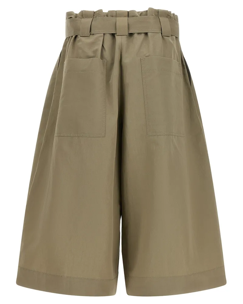 Brunello Cucinelli Women's Bicolor Cotton Bermuda Shorts Green