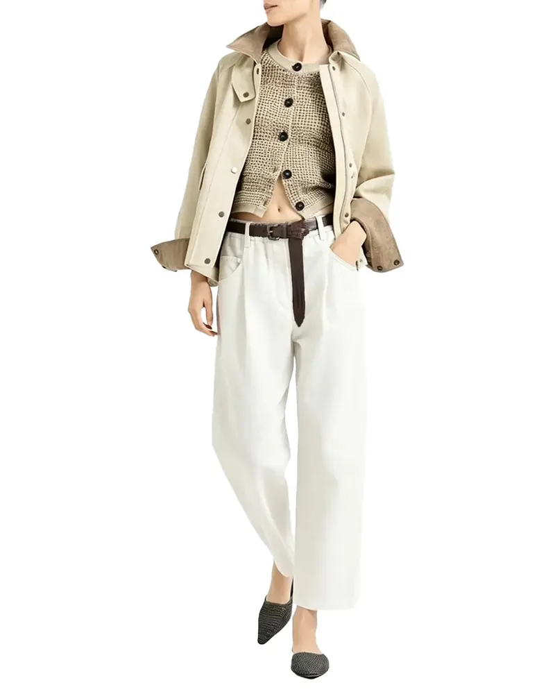 Brunello Cucinelli Linen Five-Pocket Trousers — White White