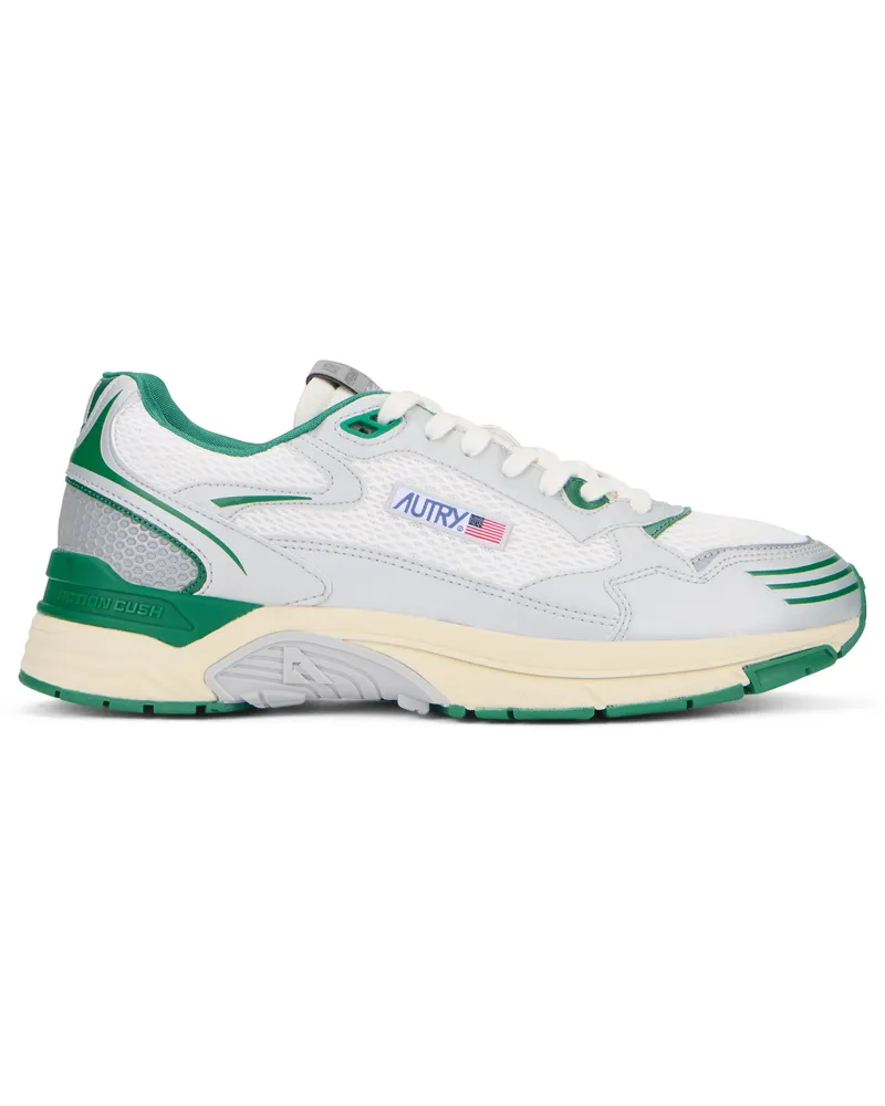AUTRY Men's Sneakers Hyperway Mirror Silver-Amazon Green Polyurethane Trainers Silver/amazon White