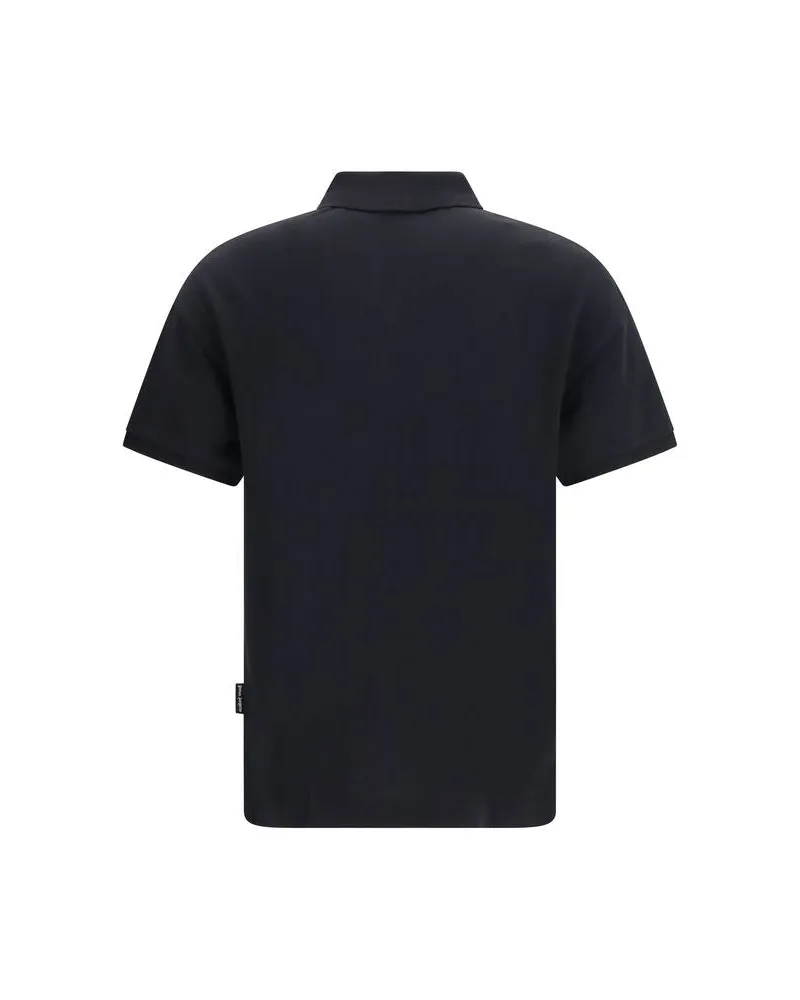 Palm Angels Embroidered Logo Cotton Polo Shirt — Black Black