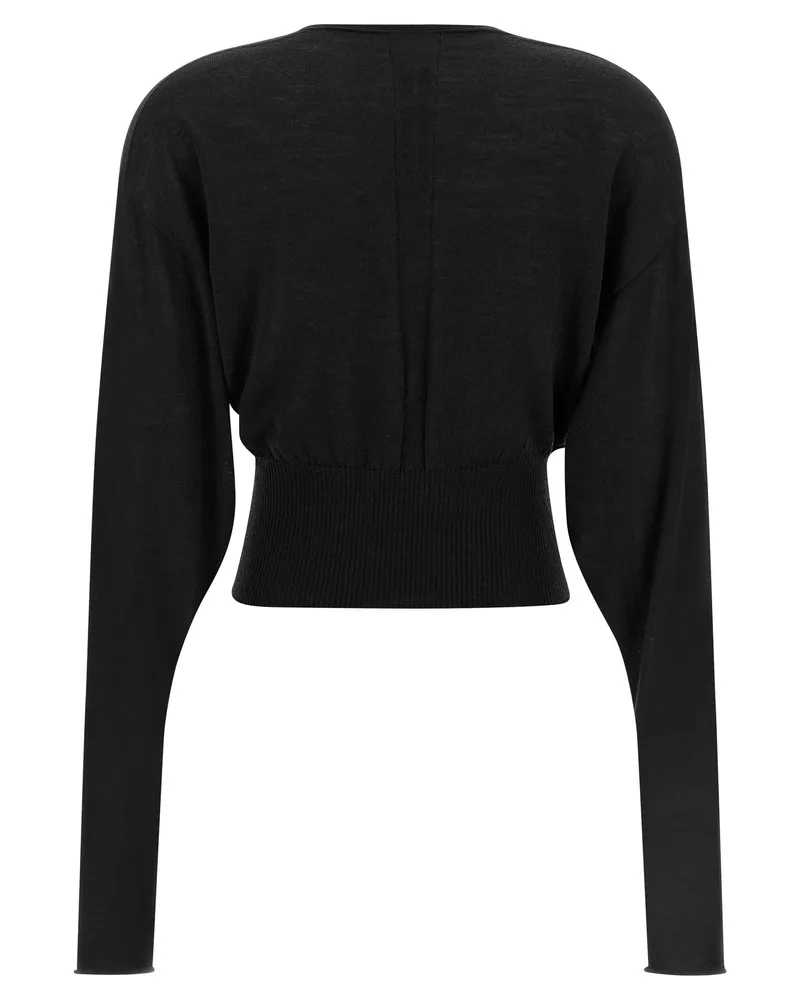Rick Owens Shaved Wool Knit Sweater — Black Black