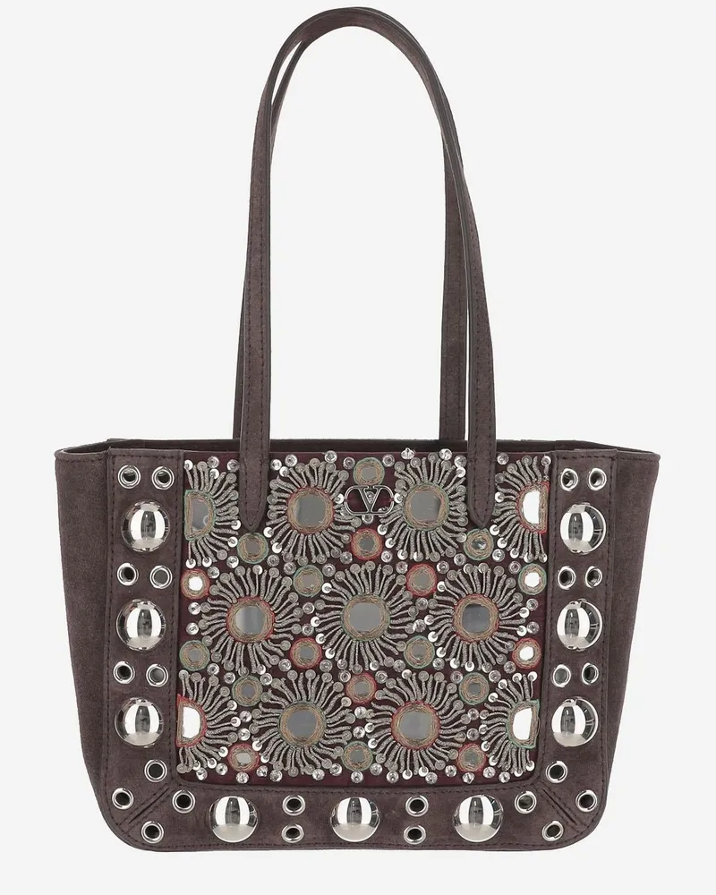Valentino Garavani Women's Nellcôte Mini Shopping Bag Brown Viscose Shoulder Brown