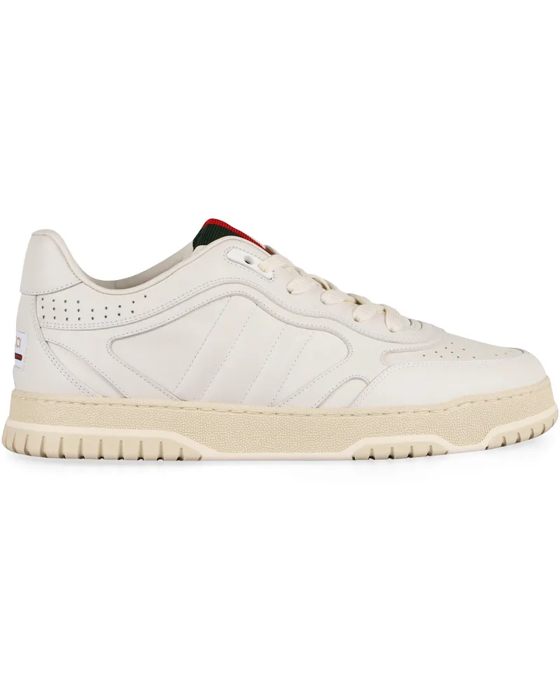 Gucci Men's Re‑web Low‑top Sneakers White Calfskin Trainers White