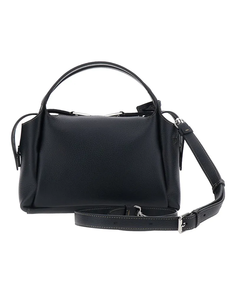 TOD'S Women's Shoulder Bag Black Calf Leather With T Plaque Black