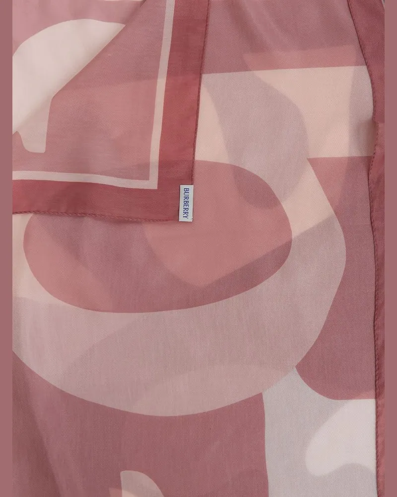 Burberry Lettering Logo Cotton-Silk Scarf — Pink Pink