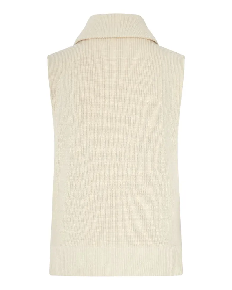 Maison Margiela Ribbed Knit Wool Vest — Ecru Ecru