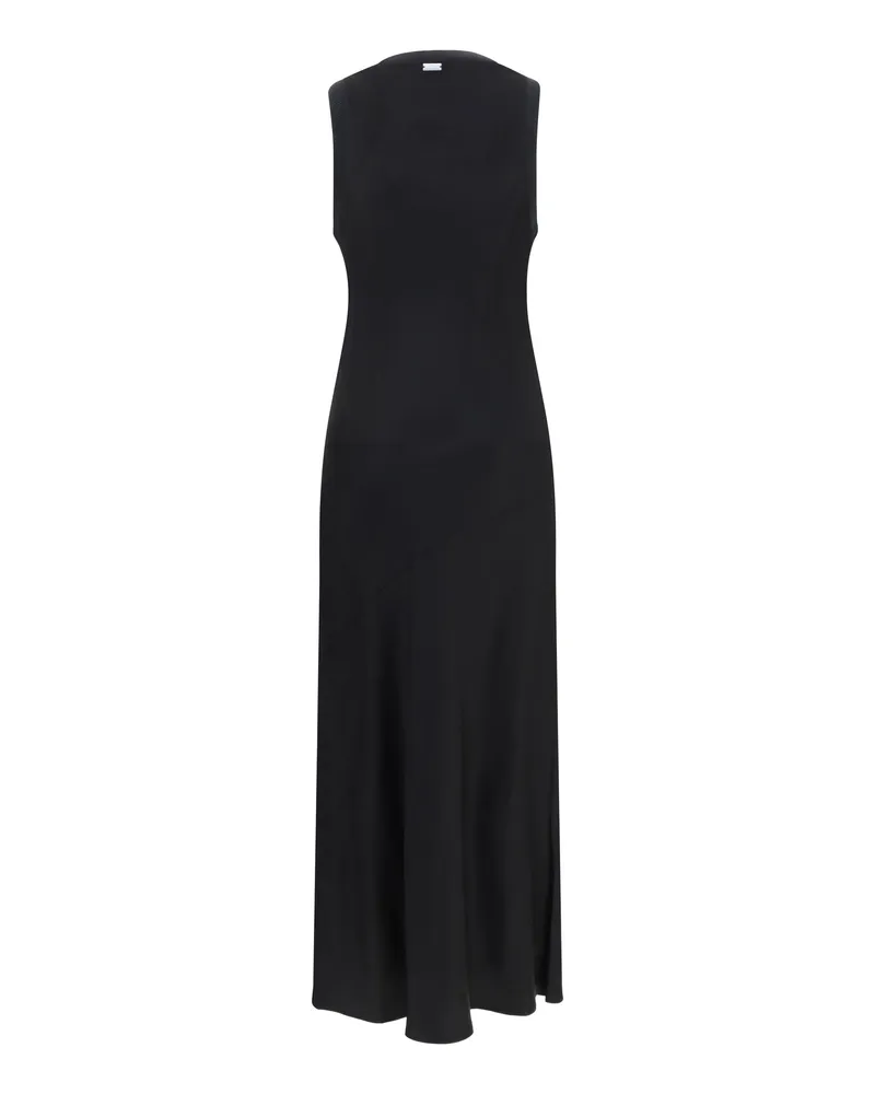 AMI Paris Women's Sleeveless Long Fluid Satin Dress Noir Viscose Black