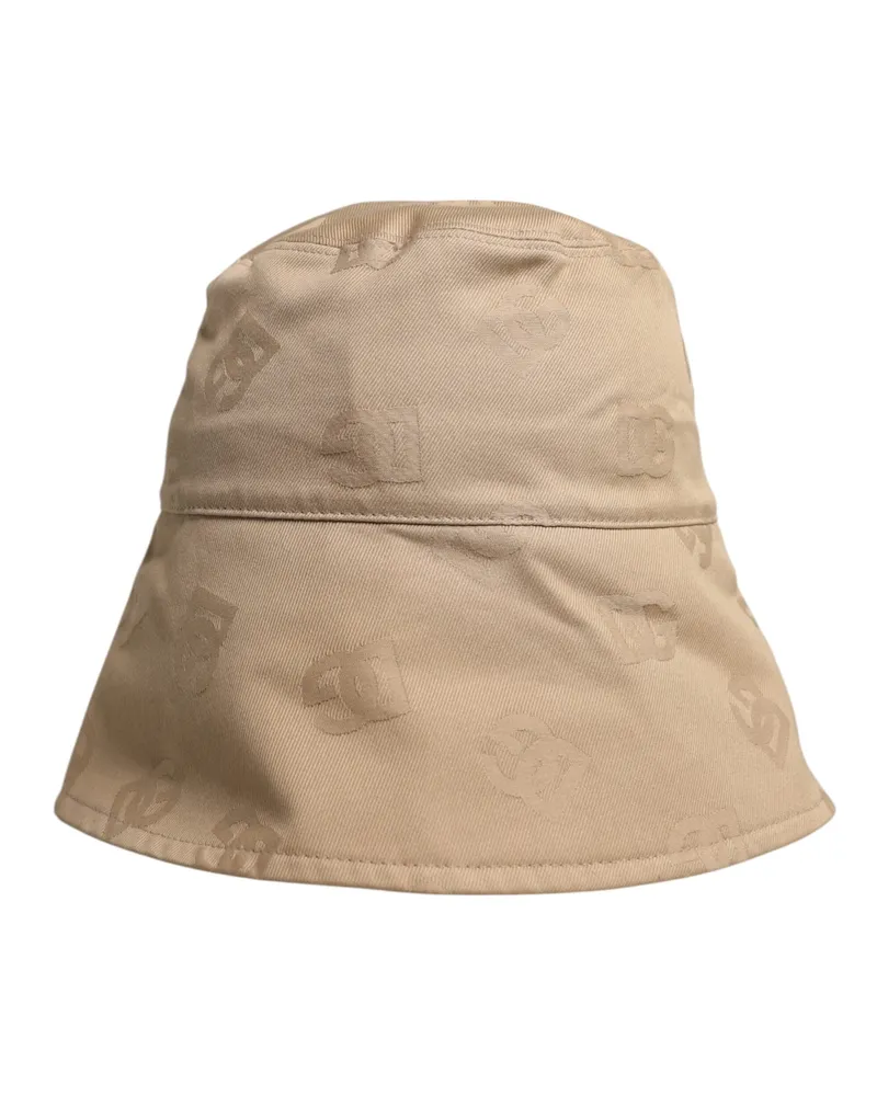 Dolce & Gabbana Men's Beige Logo Monogram Cotton Bucket Cap Accessory Beige