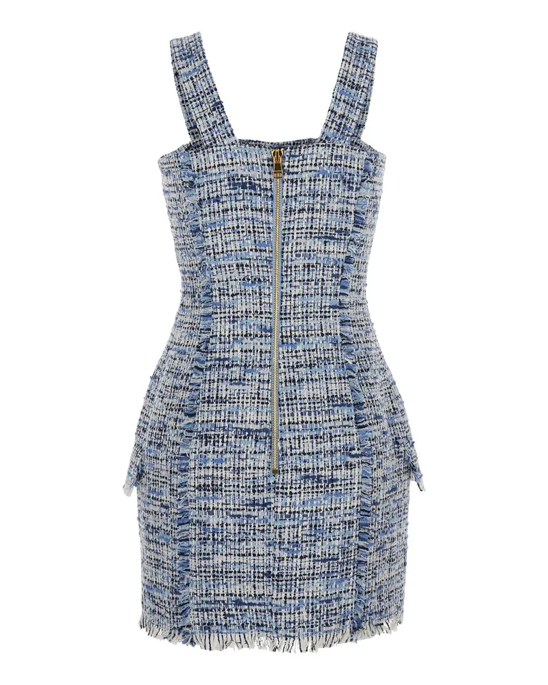Balmain Women's Dress Blue Tweed Cotton Blue