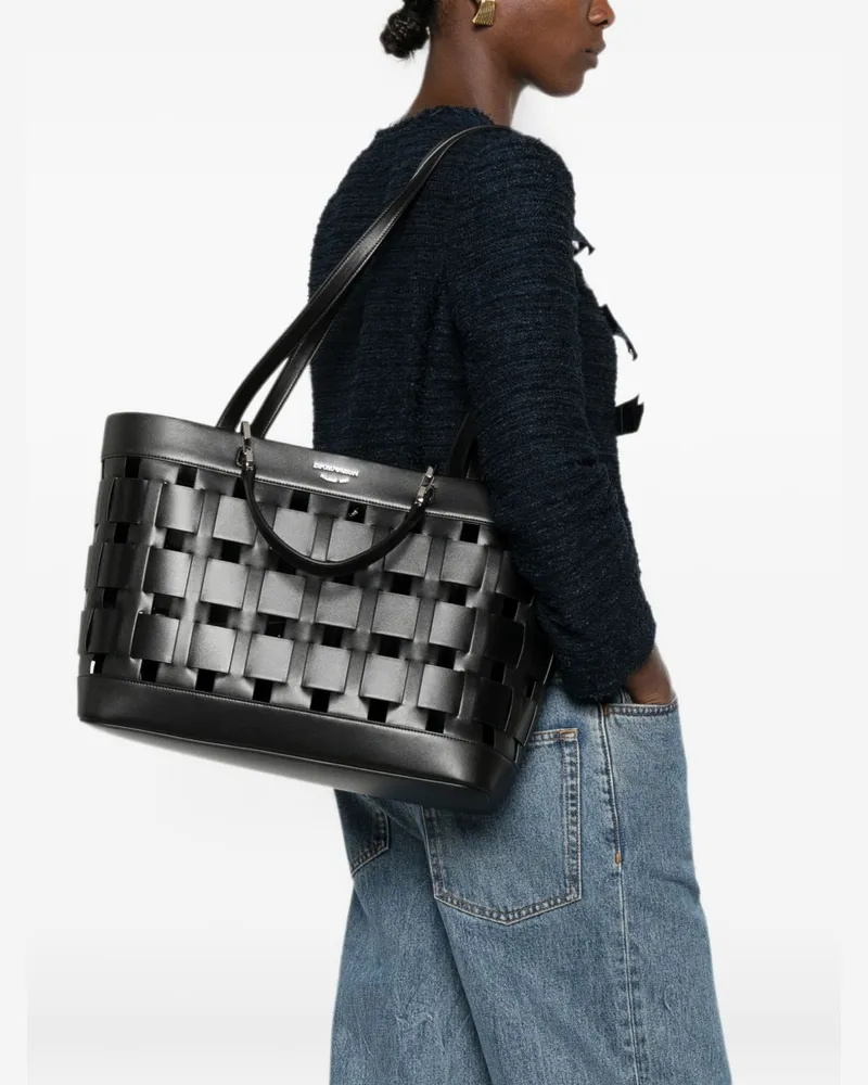 Emporio Armani Woven Design Tote Bag — Black Black