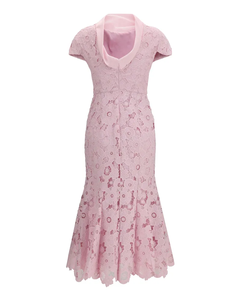 Self-Portrait Women's Lace Midi Dress Pink Polyester Pink