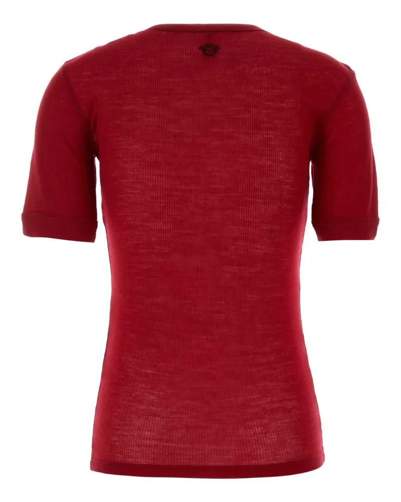 Versace Lipstickred Exterior: Virgin Wool T-Shirt T-shirts And Polos Red