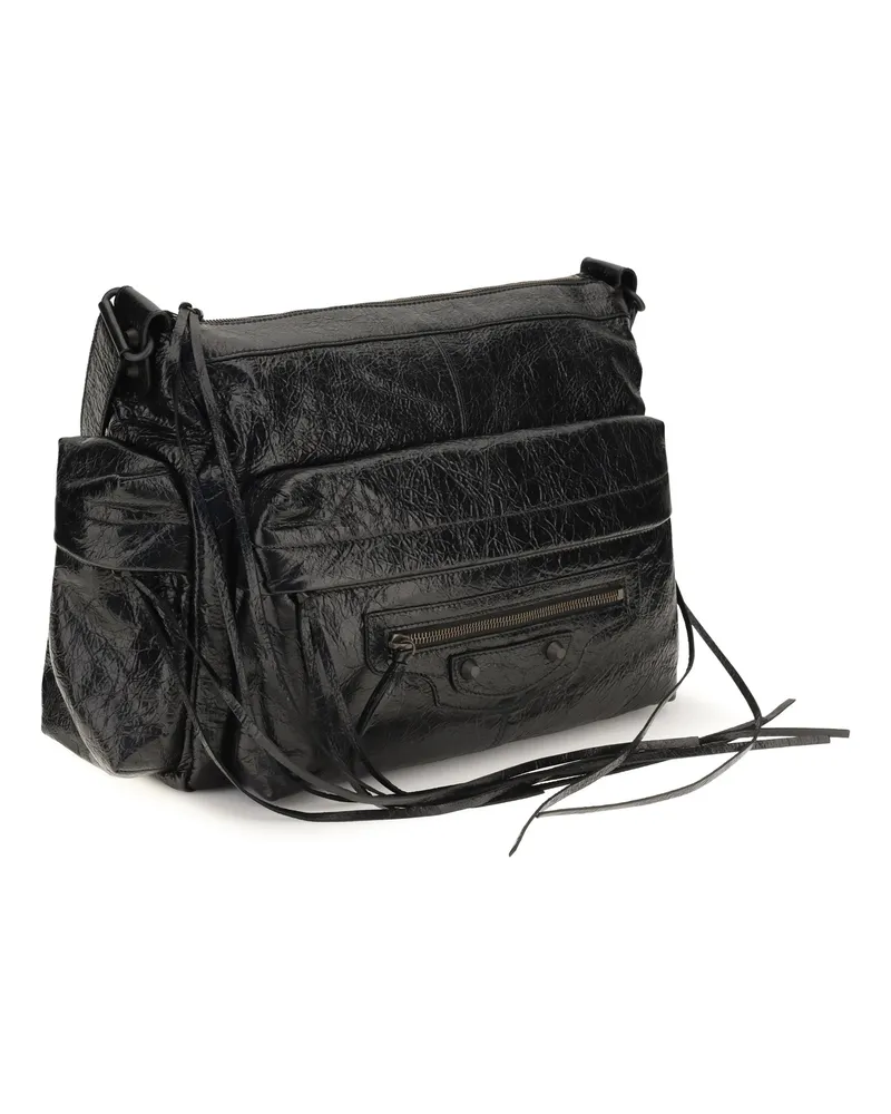 Balenciaga Men's Le City Multipocket Medium Shoulder Bag Black Lamb Ovis Aries Black