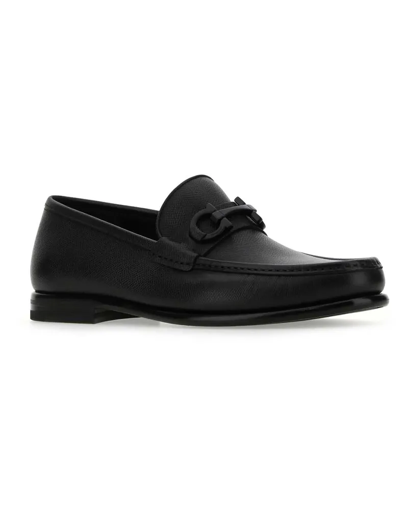 Ferragamo Men's Black Leather Loafers Nero Mocassini Black
