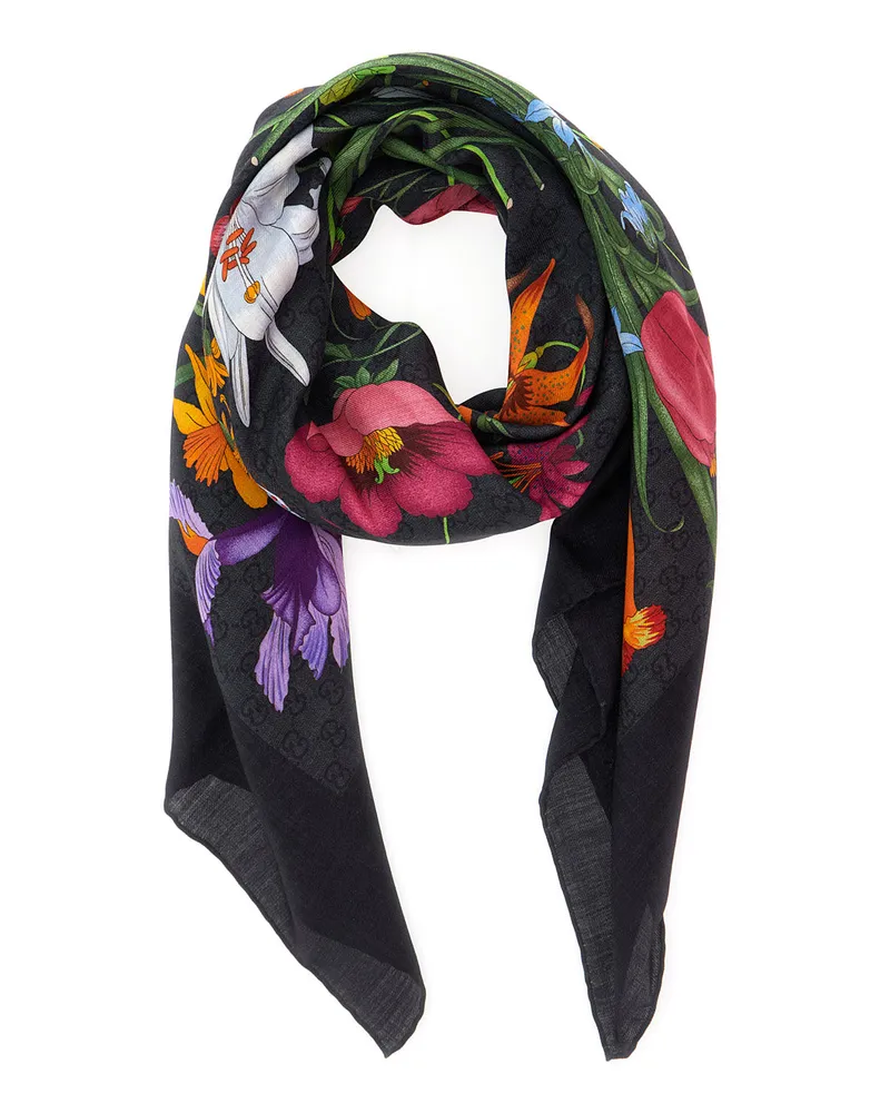 Gucci Women's Scarf Black Wool-Silk Scarfs Black