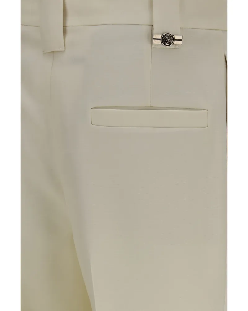 Versace Stretch Wool Cropped Trousers — White White