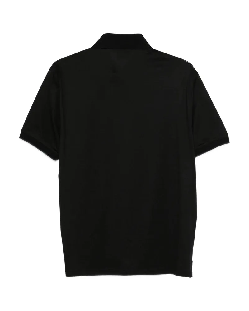 Emporio Armani Contrast Collar Cotton-Lyocell Polo — Black Black
