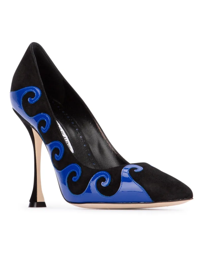 Manolo Blahnik Women's Scarpe Con Tacco Blckbblu Suede High Heel Shoes Black