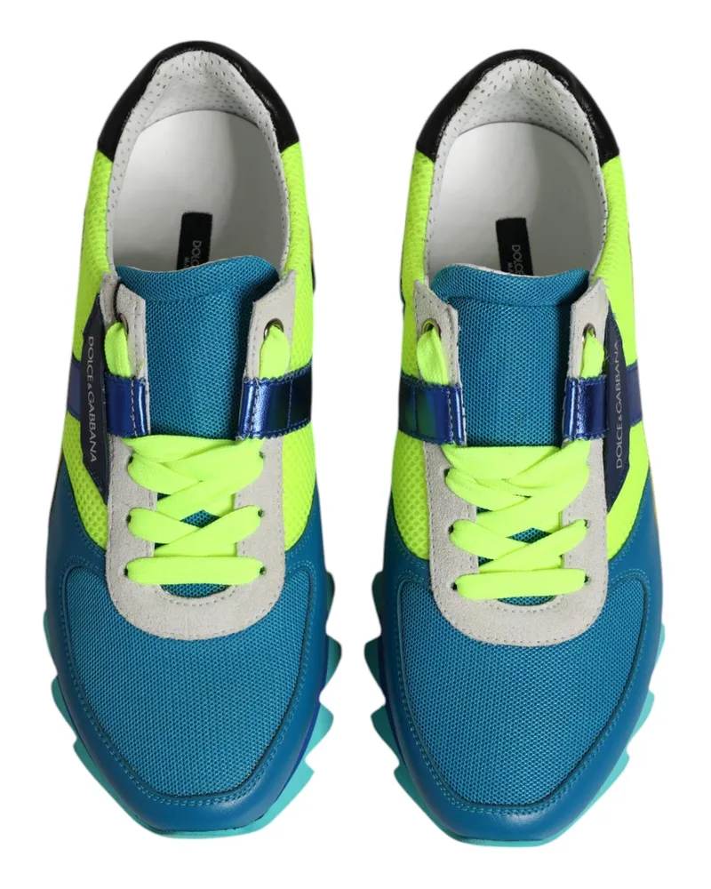 Dolce & Gabbana Multicolor Leather Low Top Men Sneakers Shoes Calfskin Blue