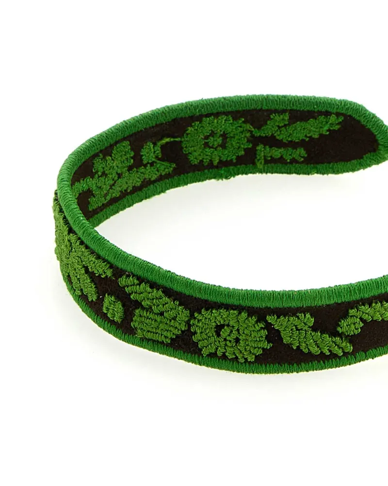 Prada Women's Two-Tone Suede And Fabric Bracelet Verde Vitello Bracciali Bracelets Green
