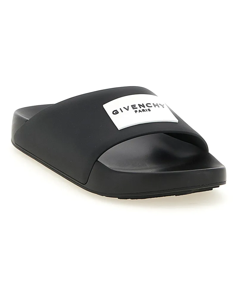 Givenchy Label Logo Rubber Slide — Black Black