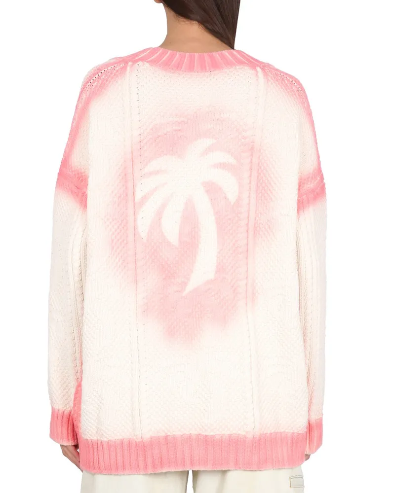Palm Angels Patent Leather Effect Cardigan — White White