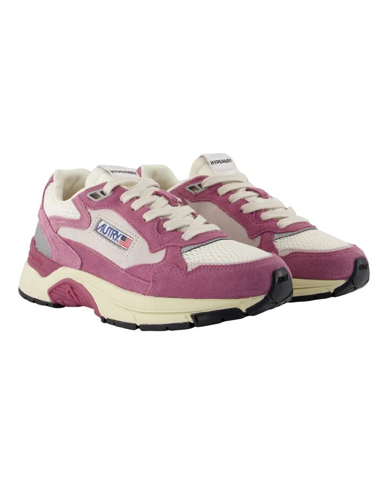 AUTRY Women's Hyperway Low Sneakers -  Leather Purple Calfskin Shoes Purple