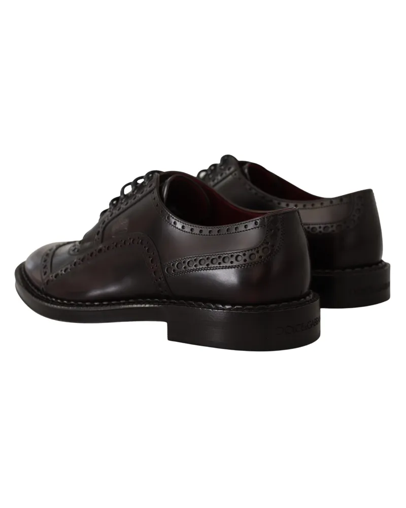 Dolce & Gabbana Men's Purple Leather Oxford Wingtip Formal Shoes Purple