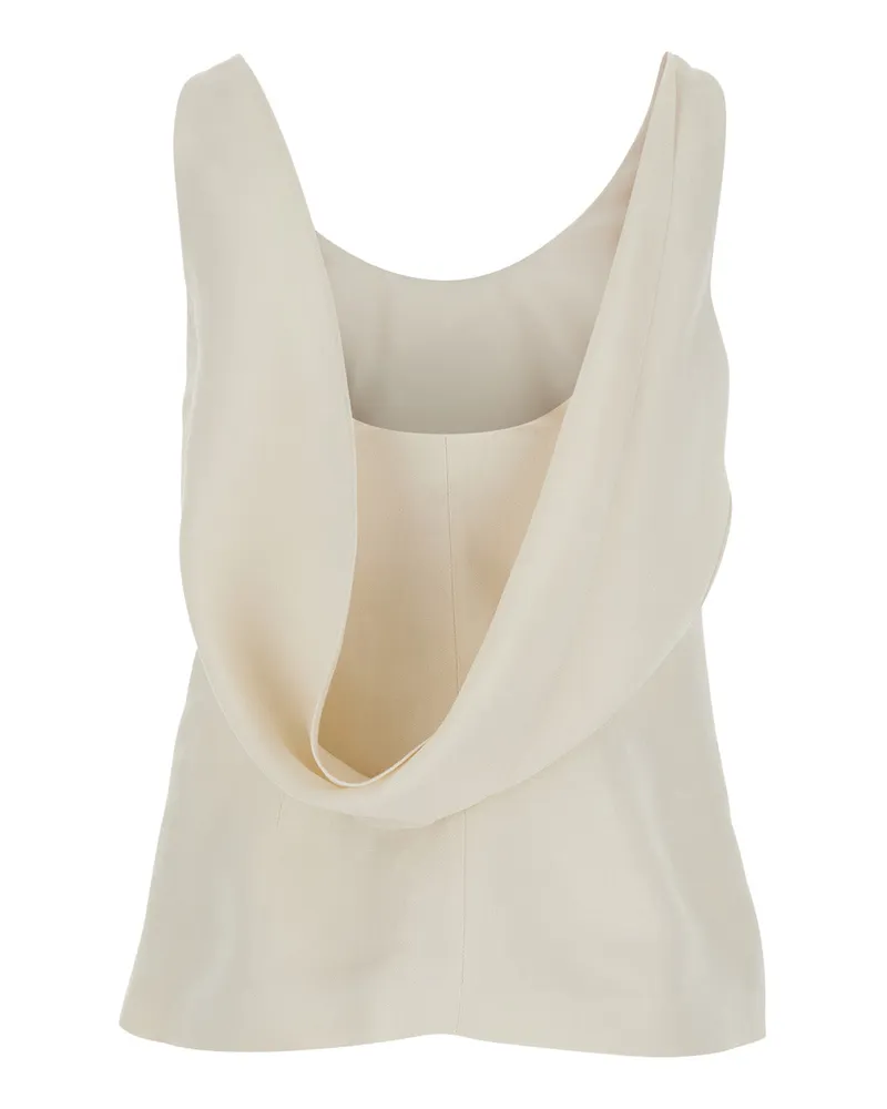 Brunello Cucinelli Women's Top With Draped Neckline White Viscose-Linen Tops White