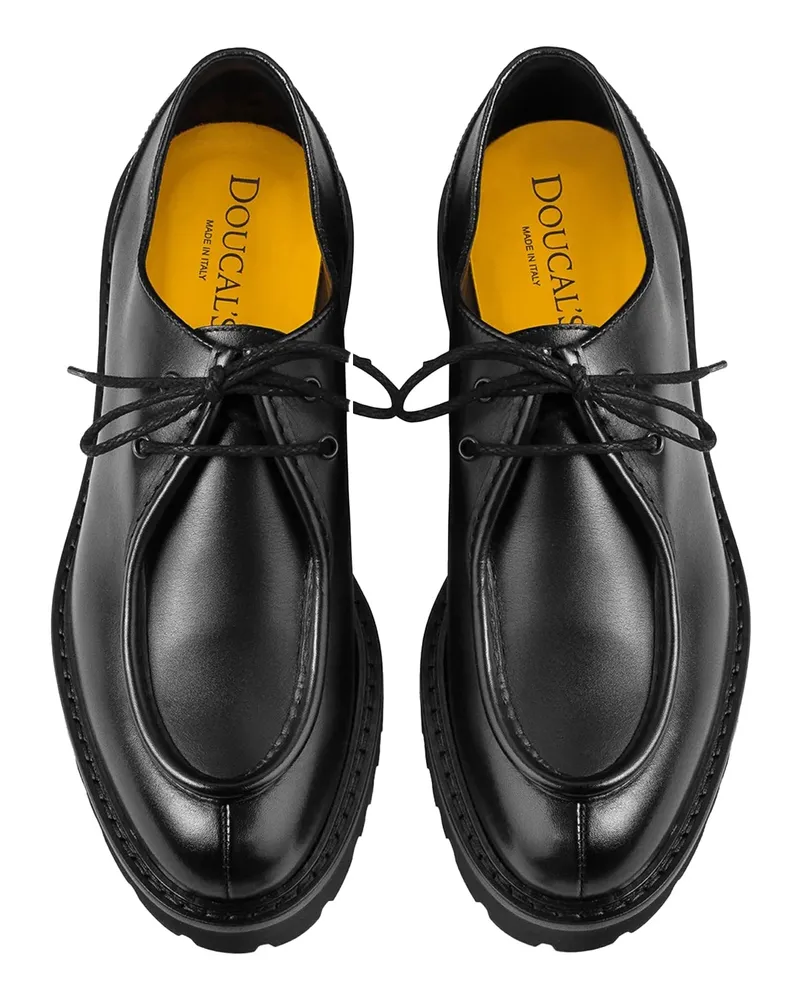 Doucal´s Blake-Stitched Leather Oxford — Black Black