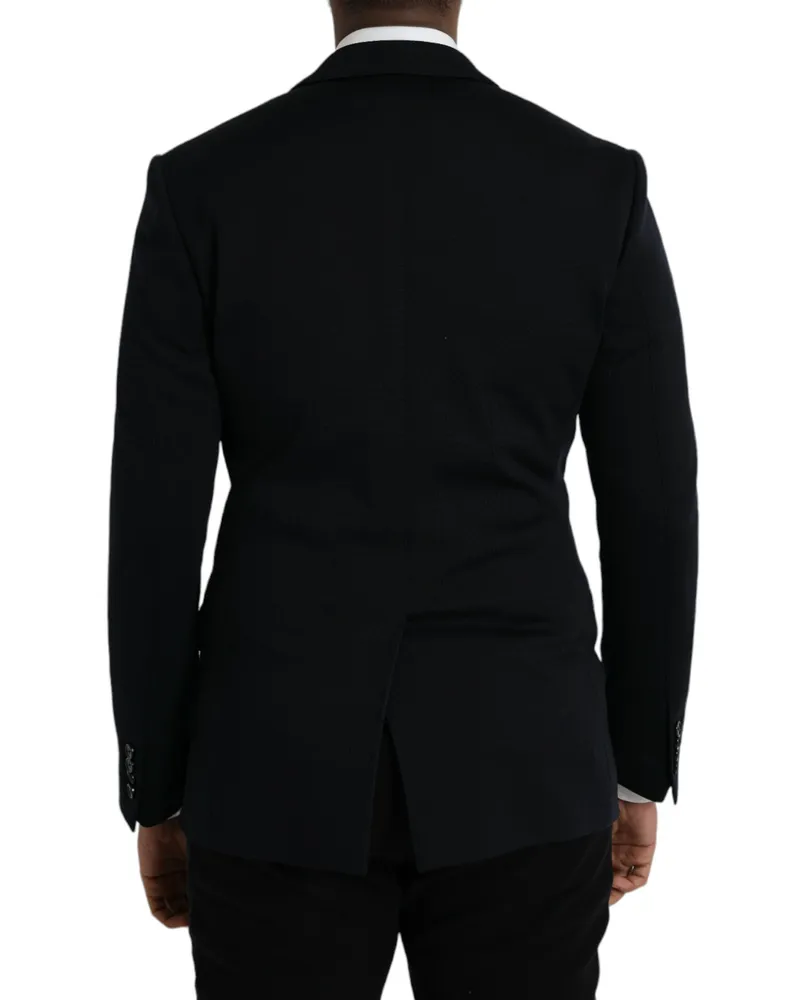 Dolce & Gabbana Men's Black Wool Notch Single Breasted Coat Blazer Virgin Nylon Clothing Black