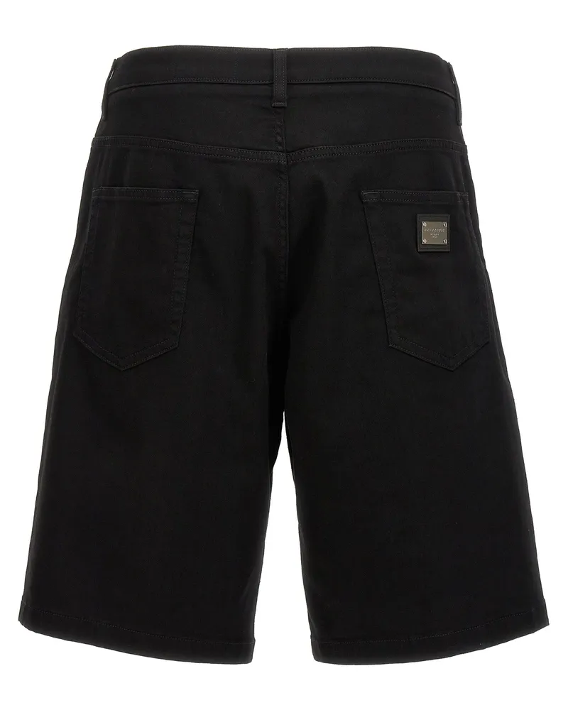 Dolce & Gabbana Cotton Denim Bermuda Shorts — Black Black