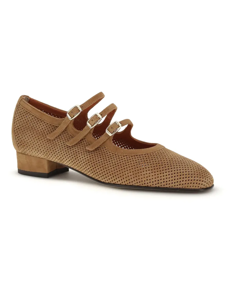Carel Women's Ballerinas Ariana Tan Suede Calf Leather Pumps High Heel Shoes Tan