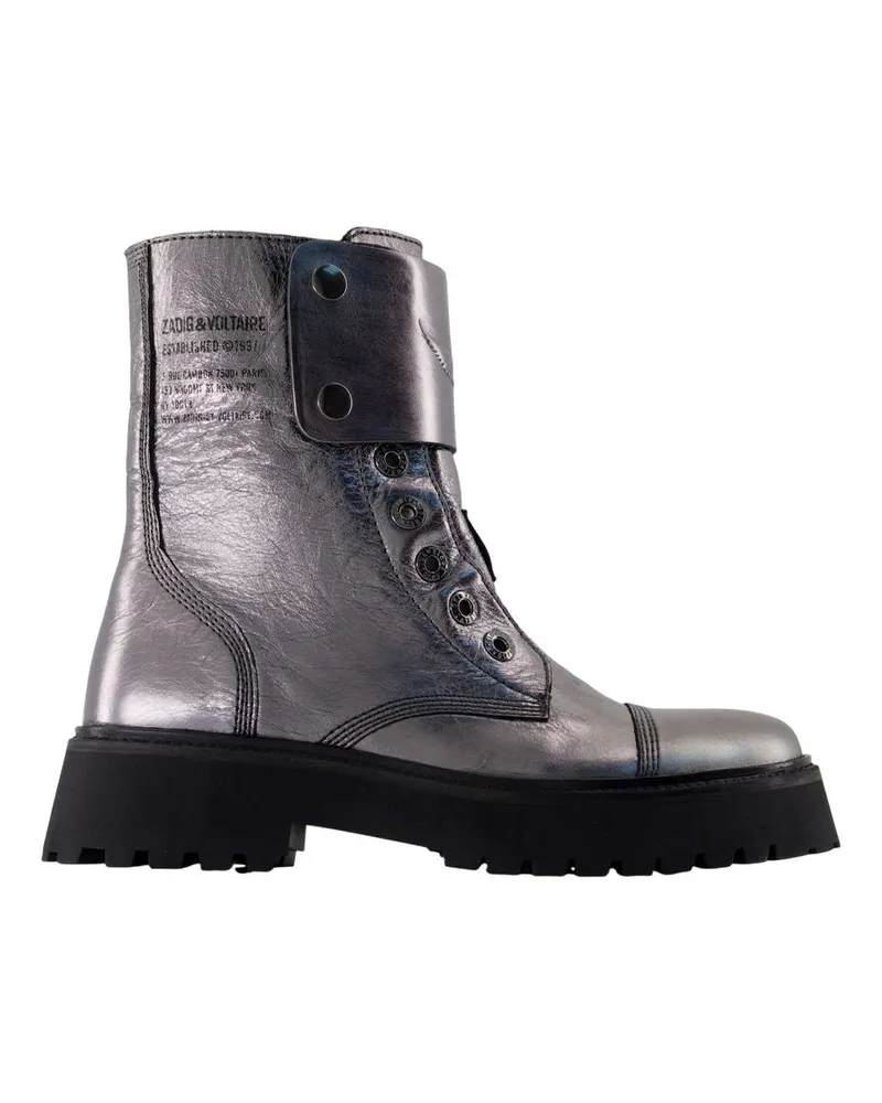Zadig & Voltaire Women's Joe Fast Ankle Boot Silver Calfskin Silver