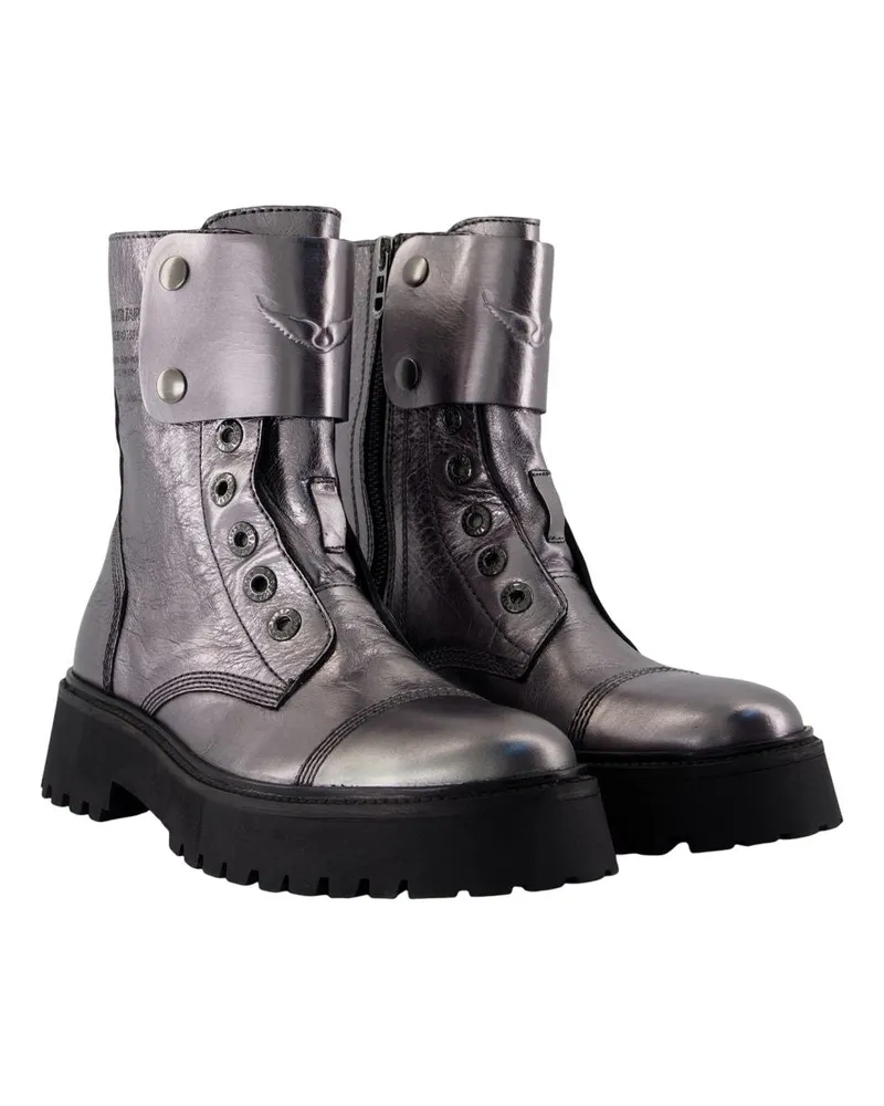 Zadig & Voltaire Women's Joe Fast Ankle Boot Silver Calfskin Silver