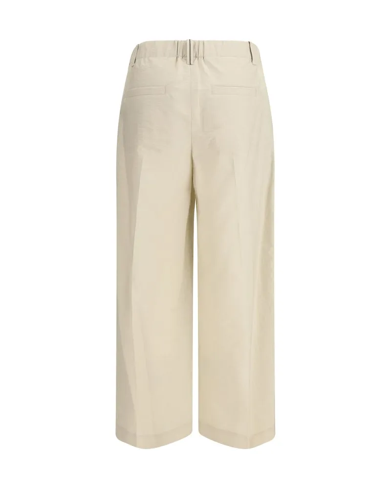 Brunello Cucinelli Women's Beige Cotton Casual Pants Beige
