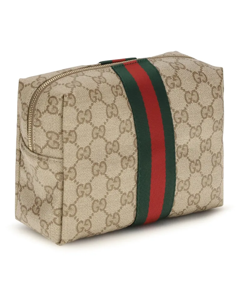 Gucci GG Monogram with Web Stripe Clutch — Brown Brown