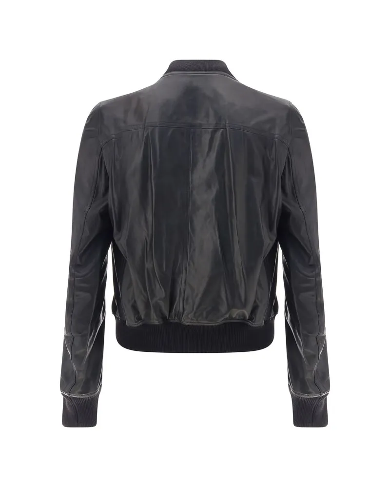 Rick Owens Men's Bauhaus Flight Leather Jacket Black Clothing Black
