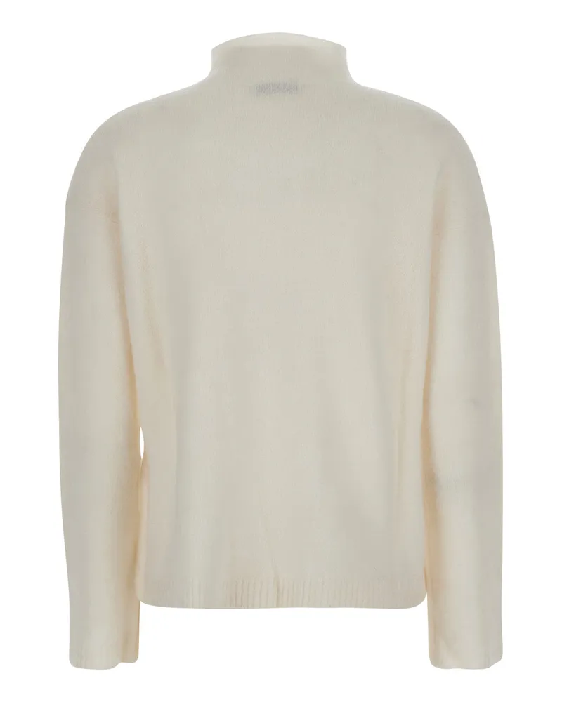 Max Mara Cashmere Blend High Neck Sweater — White White