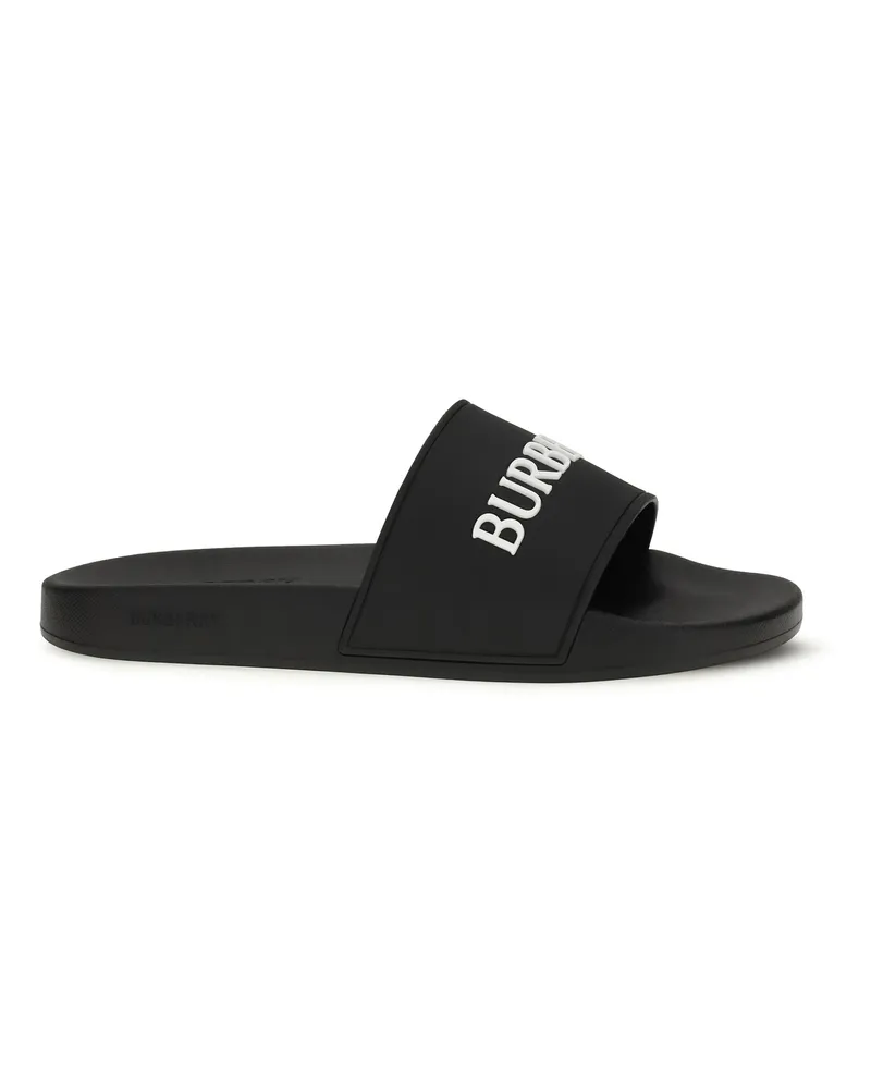 Burberry Women's Slippers Black-White Rubber Sandal Black/white Black