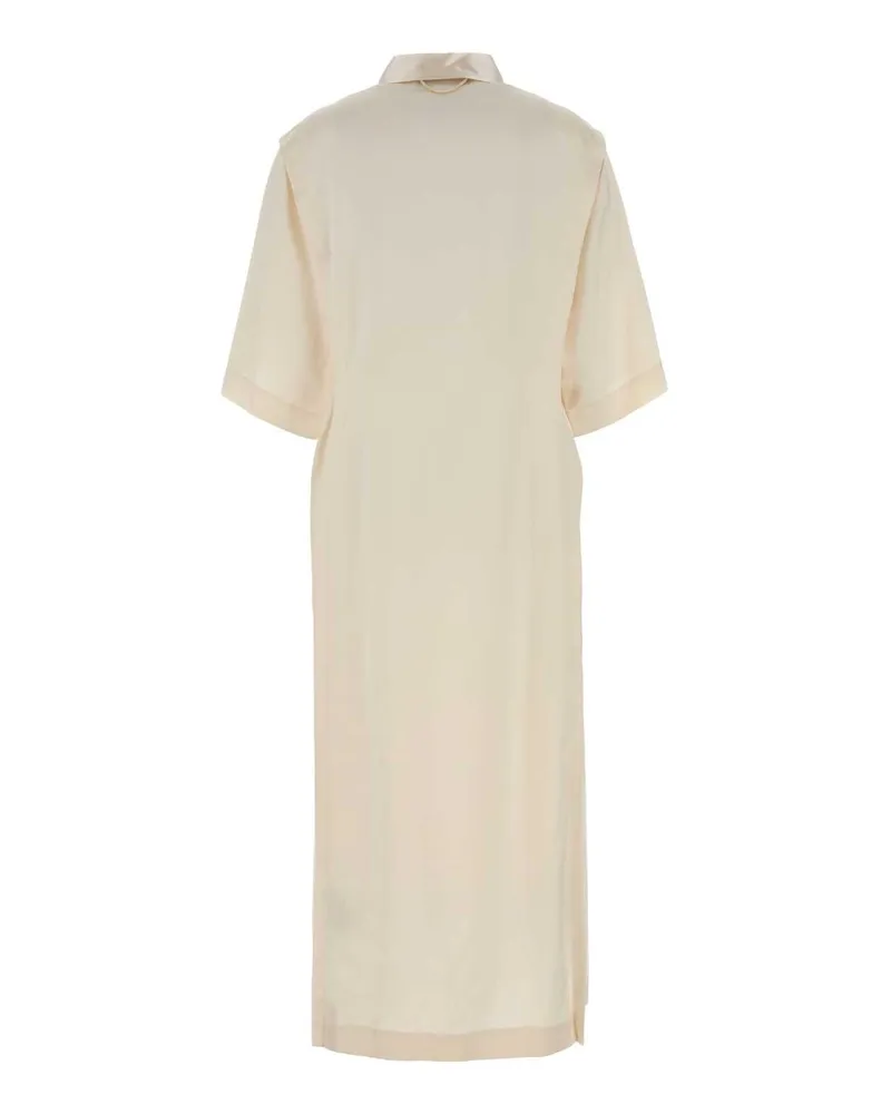 Carven Women's Ivory Satin Shirt Dress Ecru Exterior: Cotton Silk Abiti Beige